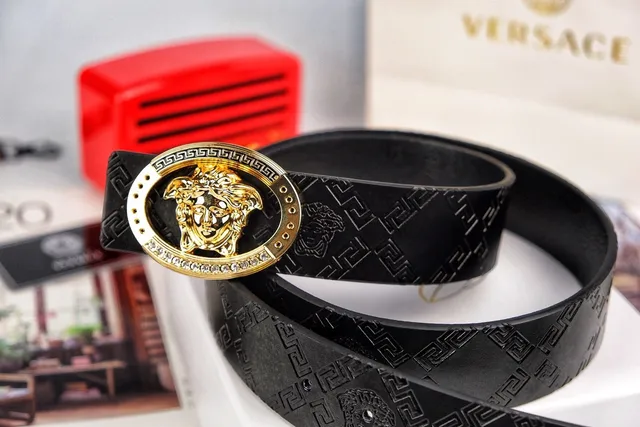 Versace Medusa Cinto Preto Dourado Cabeça Centro Borda Chave Grega Couro 5