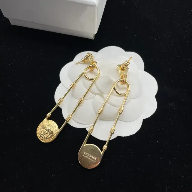 Versace Medusa Safety Pin Gold-Tone Earrings 2