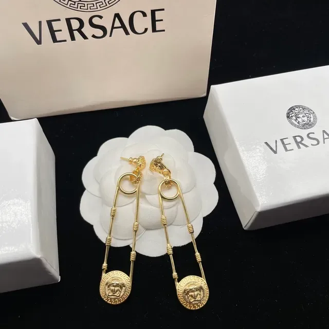 Versace Medusa Safety Pin Gold-Tone Earrings 3