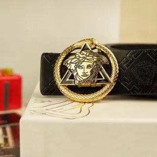 Versace Medusa Serpent 黑色皮革腰带