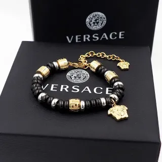 Versace Odissea 黑金 Medusa Charm 串珠手链