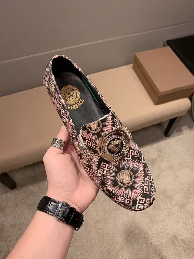 Versace Odissea Medusa Medallion Pink Greca Loafers 9