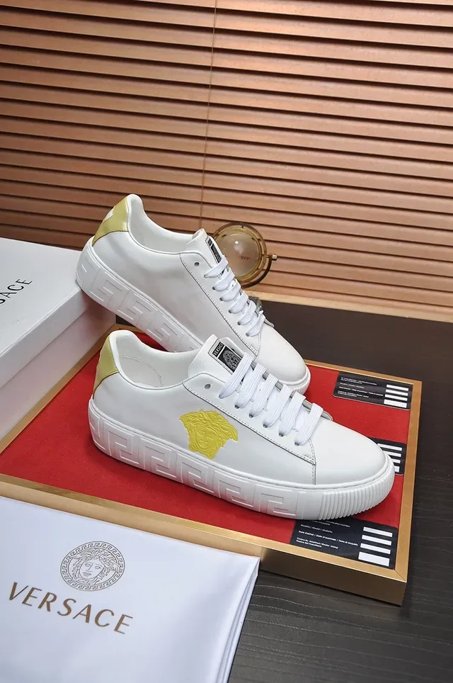 Versace White Gold tênis lifestyle low top sola plataforma 5