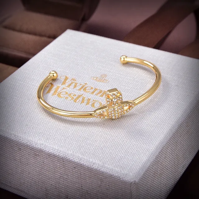 Vivienne Westwood Orb and Cross Pavé Crystal Gold-Tone Open Cuff Bracelet 2