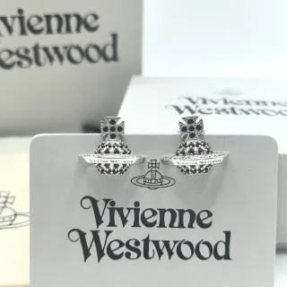 Vivienne Westwood Orb Cross Pavé Black Stud Earrings