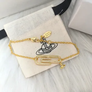 Vivienne Westwood سوار كليب الورق كريستال لون ذهبي