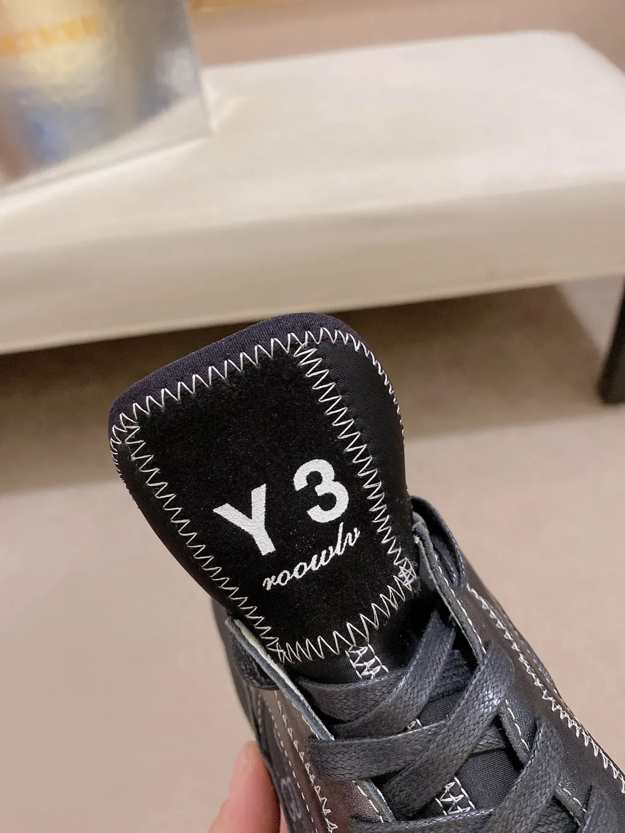 Y-3 Black Gray Sculpted Asymmetric Sole Monogrammed Mesh Panel Lifestyle Sneakers 6