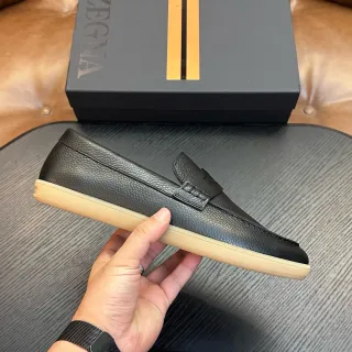 Zegna काला भूरा कुंडली चमड़े का Penny Strap लूफर