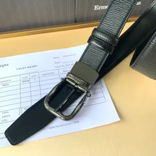 Zegna काला चांदी बनावट छिपकली दबी हुई उलटने योग्य बकल चमड़ी की बेल्ट