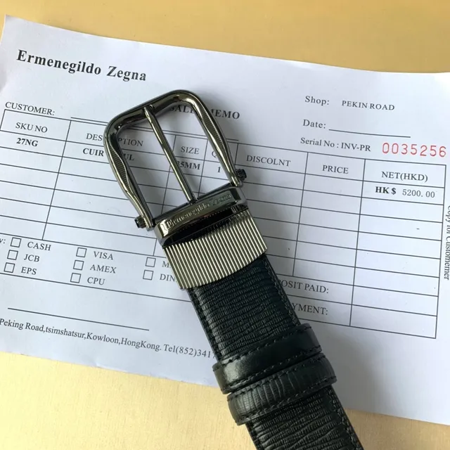 Zegna Black Silver Textured Lizard-Embossed Reversible Buckle Leather Belt 2