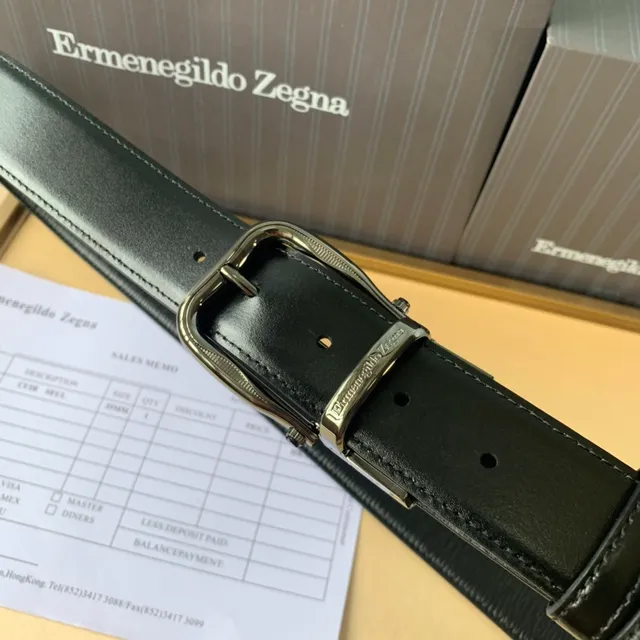 Zegna Black Silver Textured Lizard-Embossed Reversible Buckle Leather Belt 4