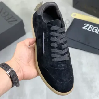 Zegna Black Suede Low-Top Lifestyle Sneaker