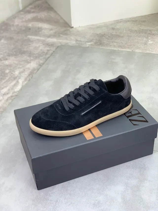 Zegna Sneaker Lifestyle Noir en Daim Low-Top 4