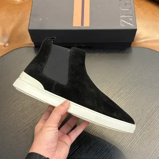 Zegna Black White Suede Upper Elastic Side Gussets Chelsea Boots by Zegna — boots supplier, yupoo album photo