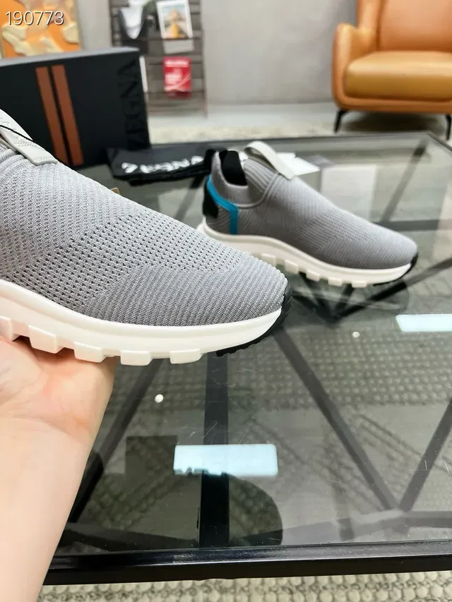 Zegna 灰蓝针织套脚袜领生活方式休闲鞋 6