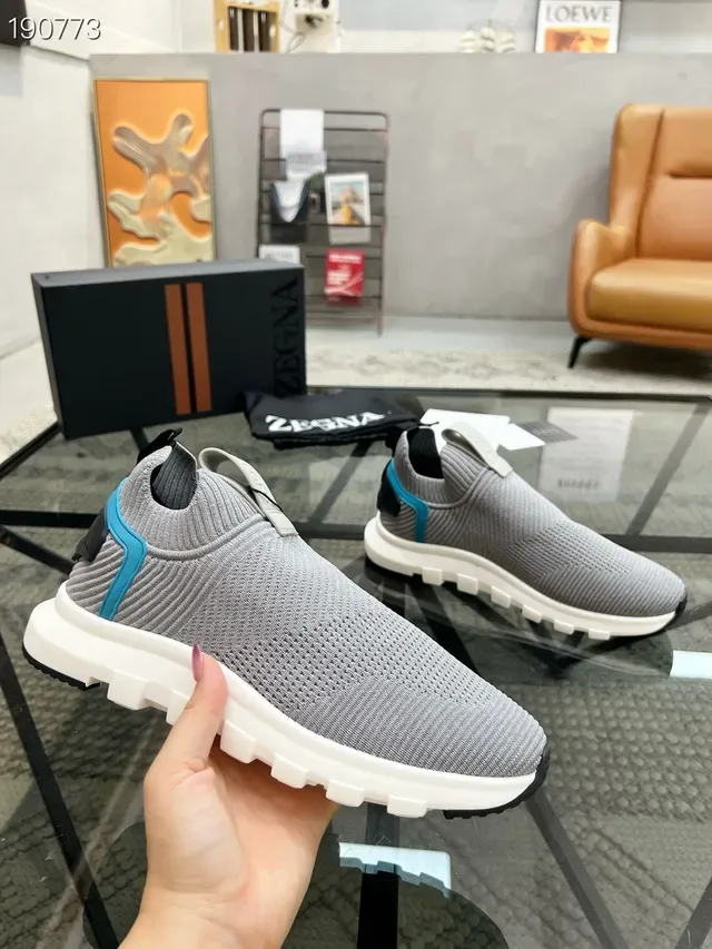 Zegna 灰蓝针织套脚袜领生活方式休闲鞋 7