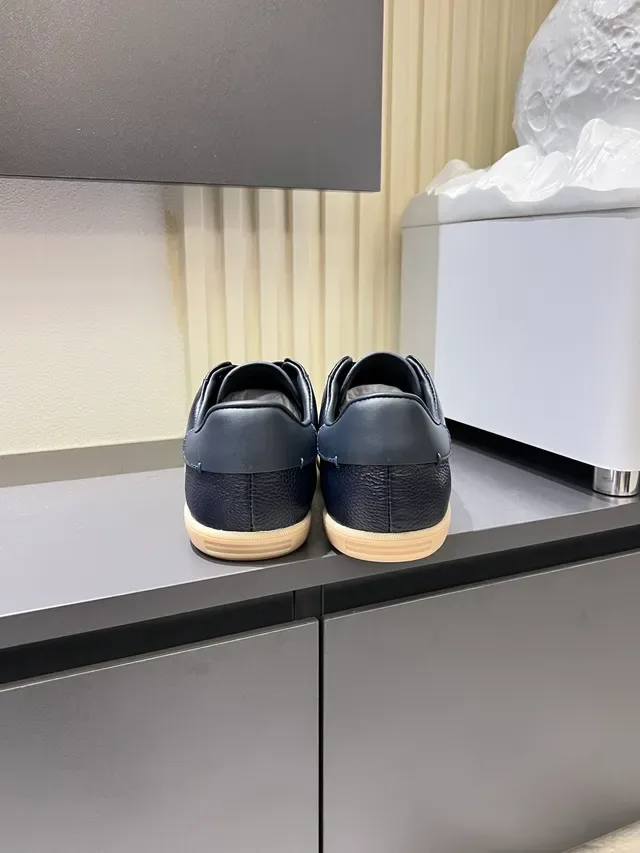 Zegna Oasi Navy Beige छिलकेदार चमड़ा गम सोल लाइफस्टाइल स्नीकर 2