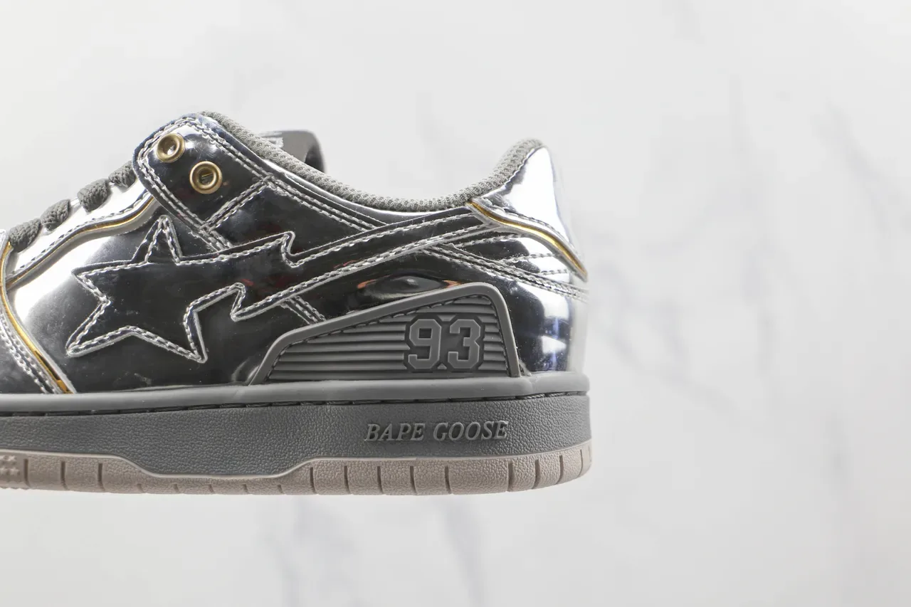 A Bathing Ape BAPE STA ধাতব রূপালী সোনার ট্রিম জীবনশৈলী স্নিকার্স 7