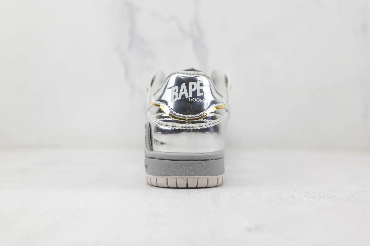 A Bathing Ape BAPE STA ধাতব রূপালী সোনার ট্রিম জীবনশৈলী স্নিকার্স 9