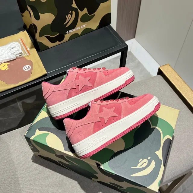 A Bathing Ape BAPE STA Pink Suede Lifestyle Sneakers 7