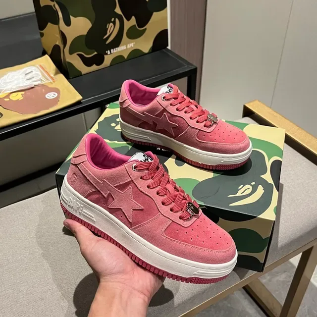 A Bathing Ape BAPE STA Pink Suede Lifestyle Sneakers 8