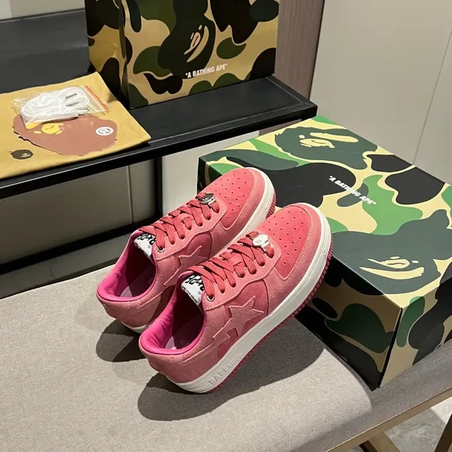 A Bathing Ape BAPE STA Pink Suede Lifestyle Sneakers 9