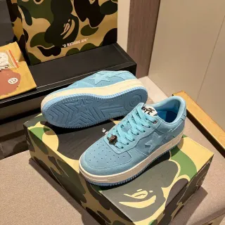 A Bathing Ape أحذية رياضية لايف ستايل أزرق أبيض سويدي لوجو نجم