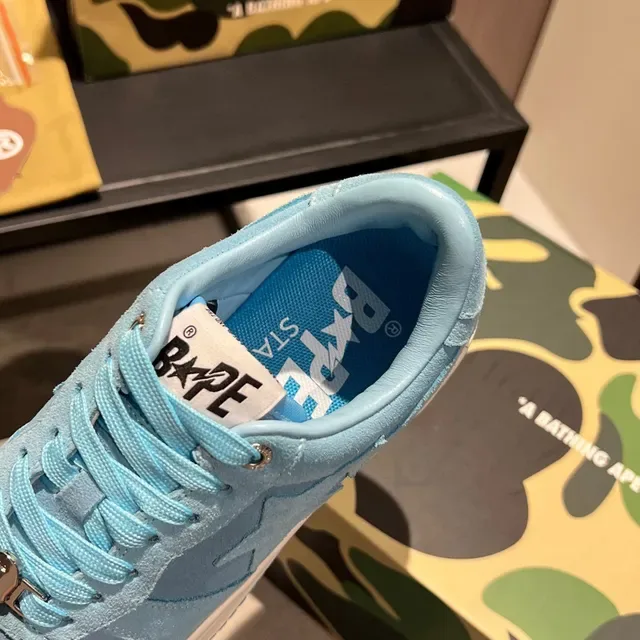 A Bathing Ape Tênis Lifestyle Suede Azul Branco Detalhe Logo Estrela 2