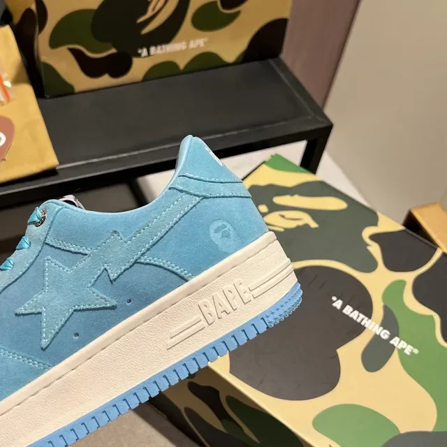 A Bathing Ape Tênis Lifestyle Suede Azul Branco Detalhe Logo Estrela 3