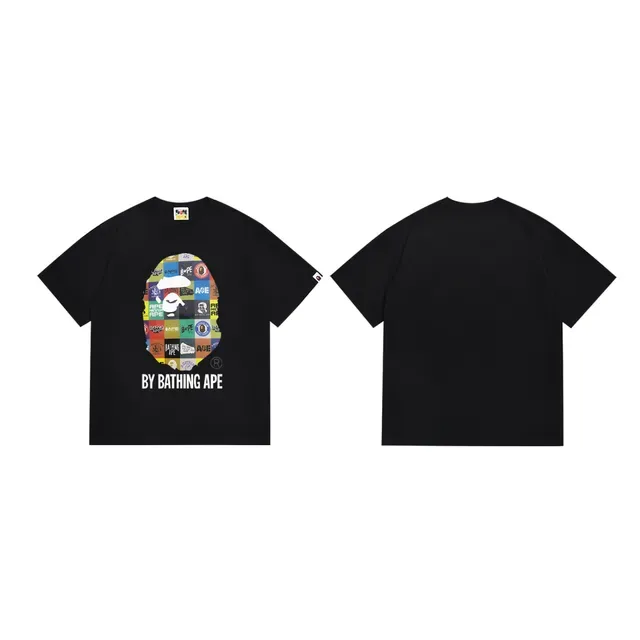 Camiseta negra A Bathing Ape multi logo con estampado de cabeza de mono 3