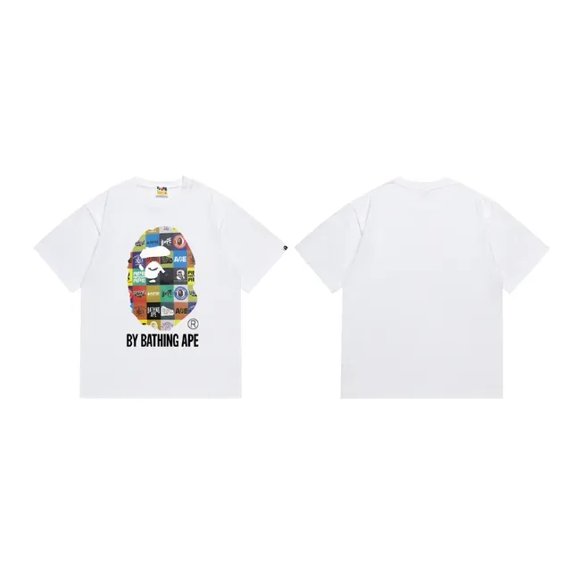 Camiseta negra A Bathing Ape multi logo con estampado de cabeza de mono 4