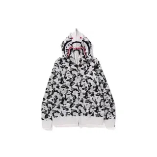 A Bathing Ape Shark Hoodie White Black Gray Camo Zip-Up Jacket