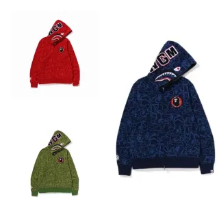 A Bathing Ape Shark Red Navy Full-Zip Hood Hoodie