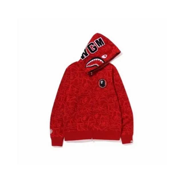 A Bathing Ape Shark Red Navy हودي كامل السحاب 6