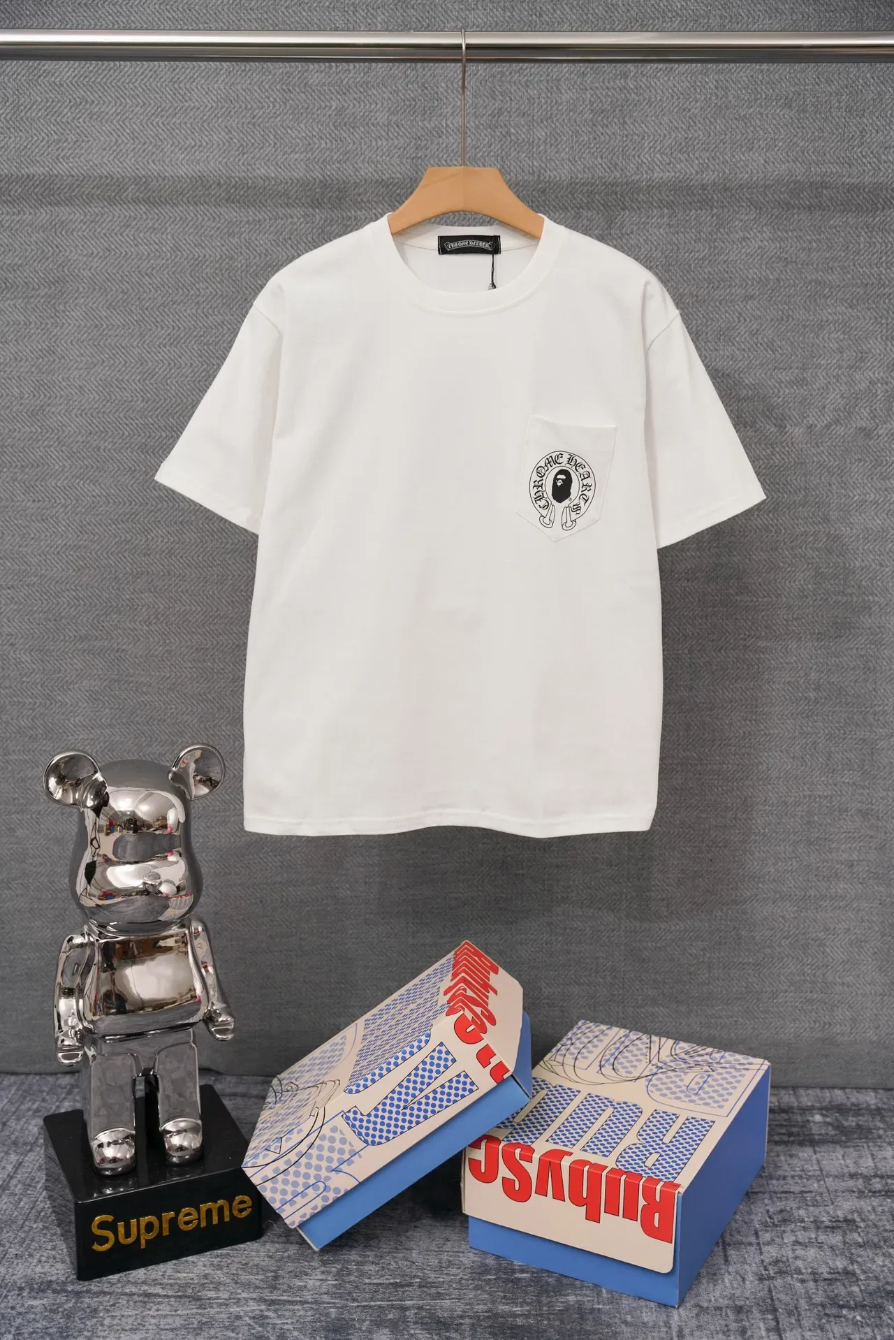 A Bathing Ape x Chrome Hearts Baby Milo গ্রাফিক প্রিন্ট সাদা টি-শার্ট 2