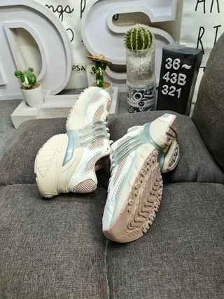 Adidas Beige Pink Sole Layered Cage Overlay Chunky Sneakers 6
