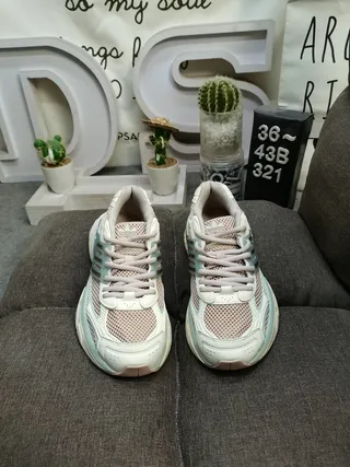 Adidas Beige Pink Sole Layered Cage Overlay Chunky Sneakers 10
