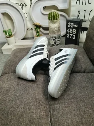 Adidas Benito White Black Translucent Sole Lifestyle Sneakers 6