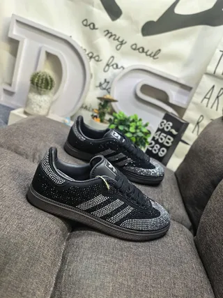 Adidas Black Multicolor Crystal-Embellished Three-Stripe Side Panel Lifestyle Sneakers 19