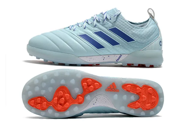 Adidas أحذية كرة القدم Turf بالأسود والبرتقالي مع upper من النسج والصناعي 3 شرائط 14