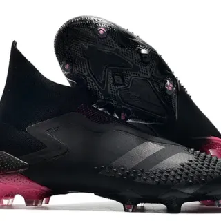 Adidas 黑色粉色 高切袜套领口 纹理前掌抓地钉 硬地球场 足球鞋