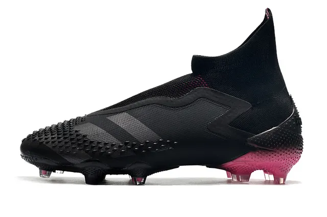Adidas Chaussures de football Noir Rose avec coupe haute, collet d'ajustement chaussette, pods d'adhérence texturisés à l'avant-pied, surface ferme 5