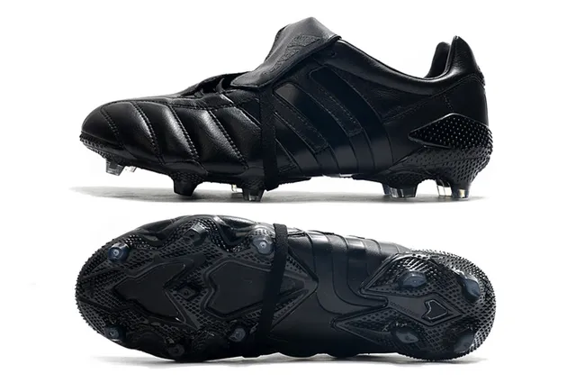 Adidas Black Quilted Leather Upper Laceless Strap Closure Firm-Ground Soccer Shoes 12