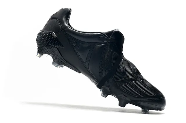 Adidas Black Quilted Leather Upper Laceless Strap Closure Firm-Ground Soccer Shoes 13