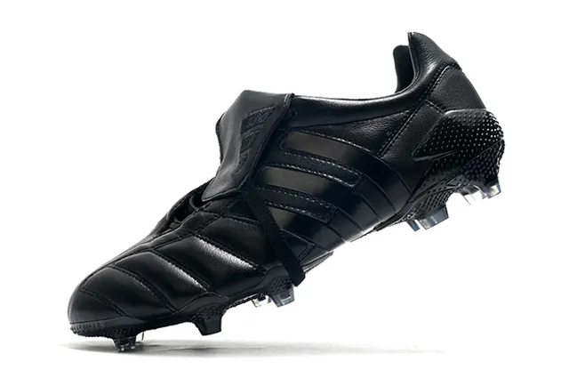 Adidas Black Quilted Leather Upper Laceless Strap Closure Firm-Ground Soccer Shoes 14