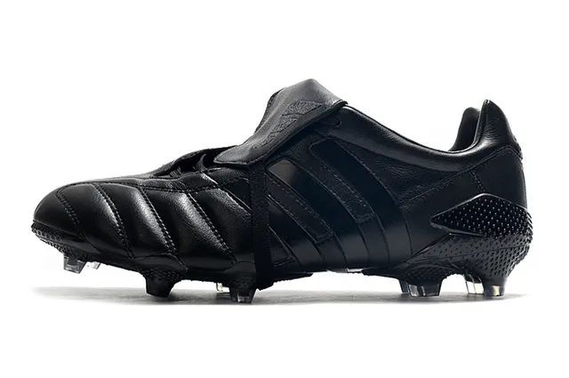 Adidas Black Quilted Leather Upper Laceless Strap Closure Firm-Ground Soccer Shoes 15