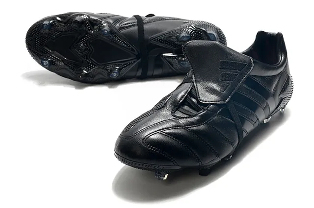 Adidas Black Quilted Leather Upper Laceless Strap Closure Firm-Ground Soccer Shoes 16