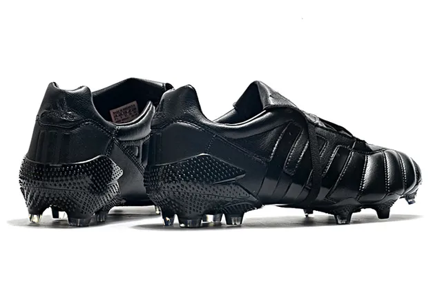 Adidas Black Quilted Leather Upper Laceless Strap Closure Firm-Ground Soccer Shoes 17