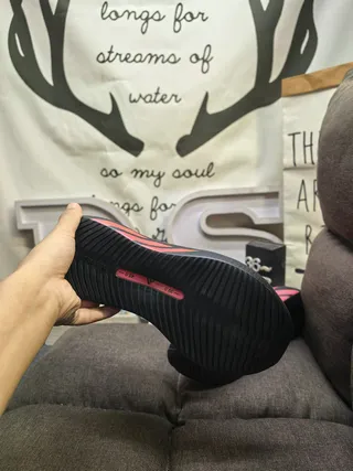 Adidas Black Red Knit Upper Sculpted Boost-Style Midsole Running Shoes 4