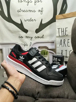 Adidas Black Red Laceless Velcro Strap Three-Stripe Side Panel Lifestyle Sneakers 5